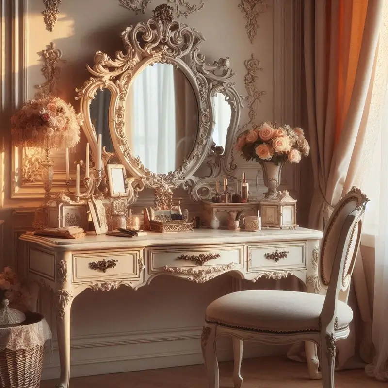 ancienne coiffeuse avec miroir d'une beauté rarissime