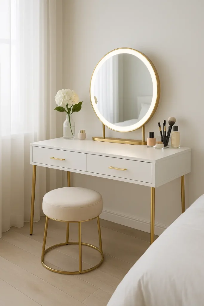 miroir coiffeuse rond et moderne